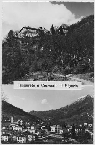 Cartolina di Tesserete e del convento di Bigorio