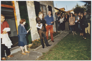 Intervento della municipale Carla Borla in occasione della presentazione dei progetti di ristrutturazione di casa Battaglini degli studenti del corso di architettura dell'Università di Stoccarda